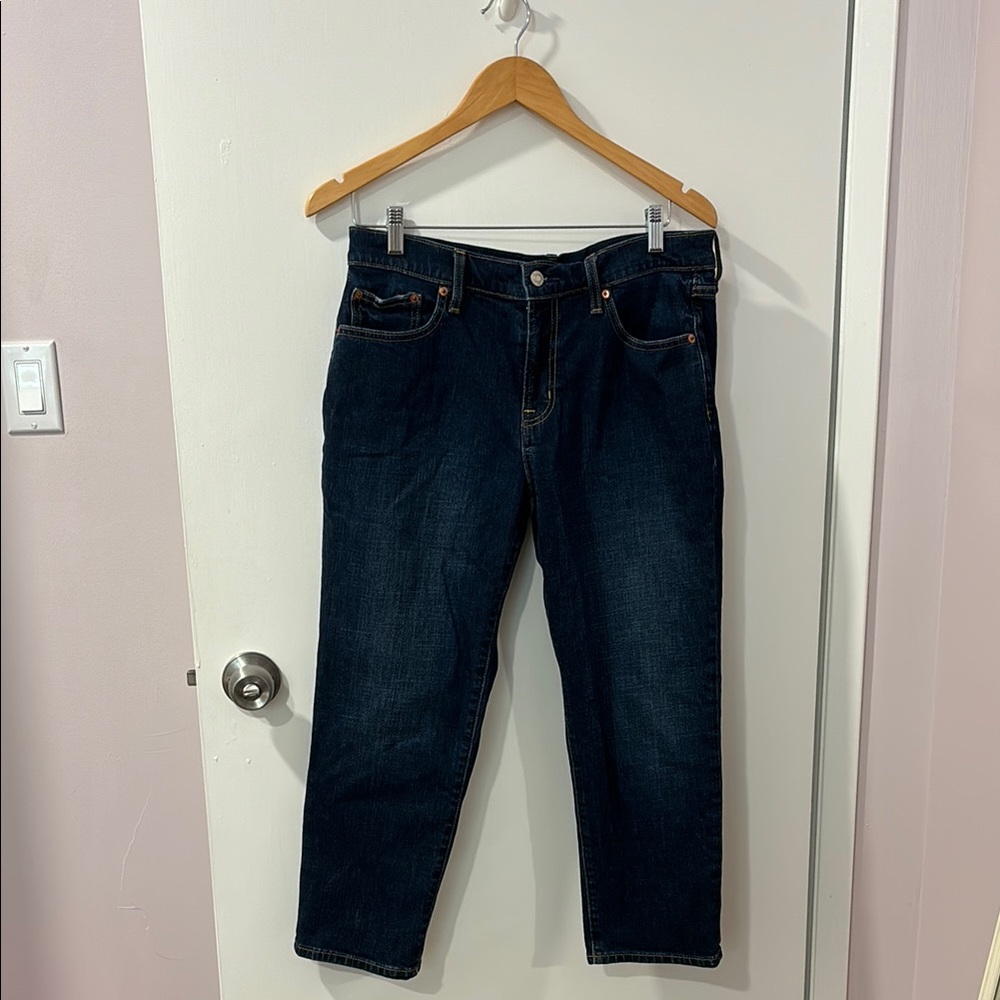 GAP Mid-Rise Girlfriend Fit Dark Wash Blue Denim Jeans